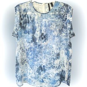 Blue Patterned Sleeveless Top